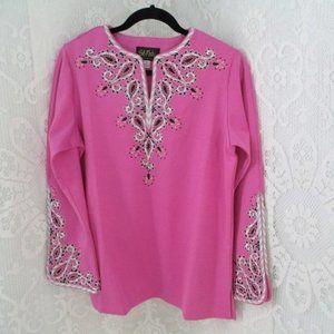 Bob Mackie Pink embroidered Tunic Top